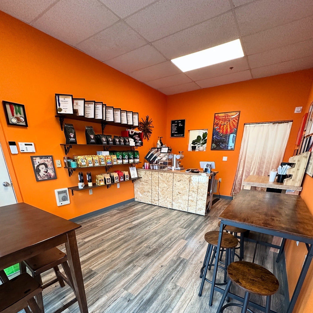 Inside the Roasted by Mom coffee shop in Hillsboro, Oregon