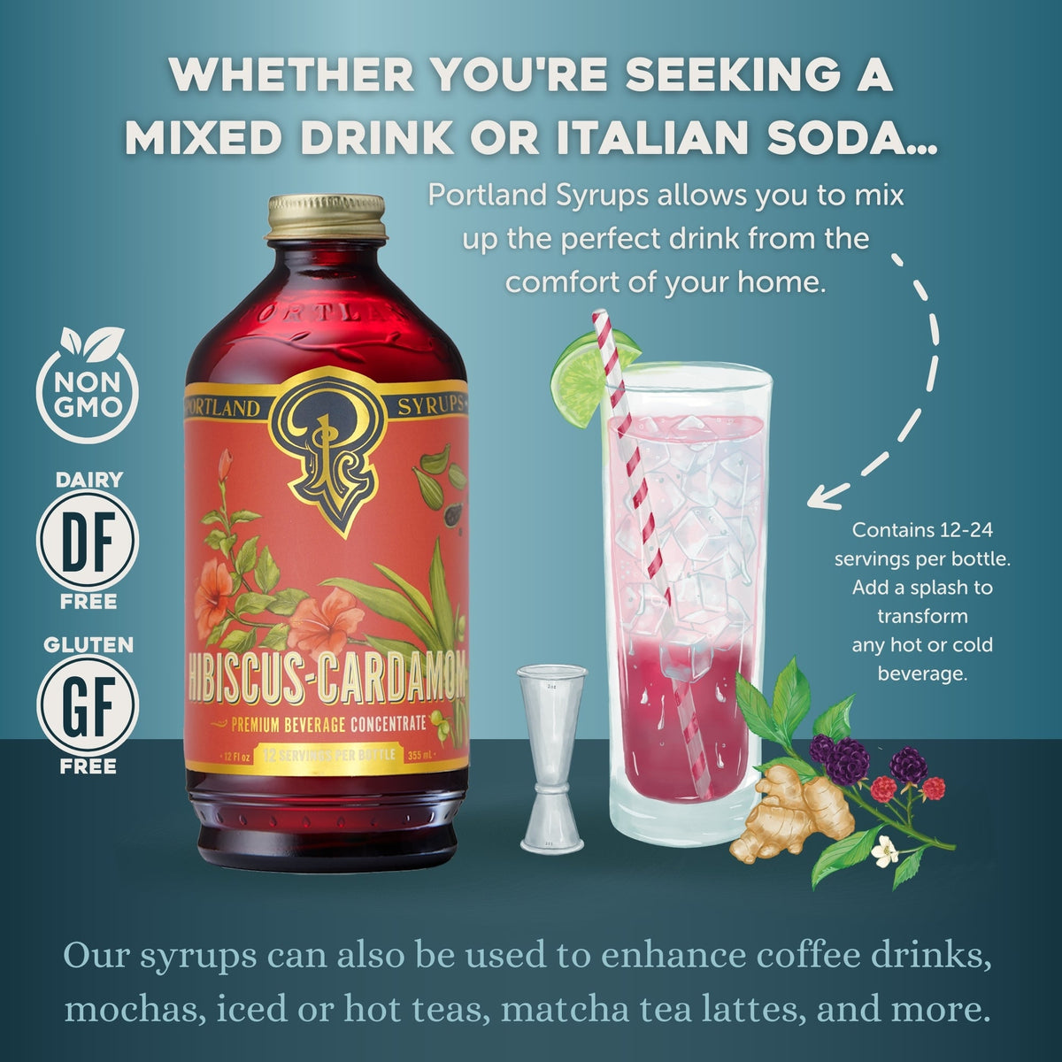 Hibiscus Cardamom Syrup two-pack