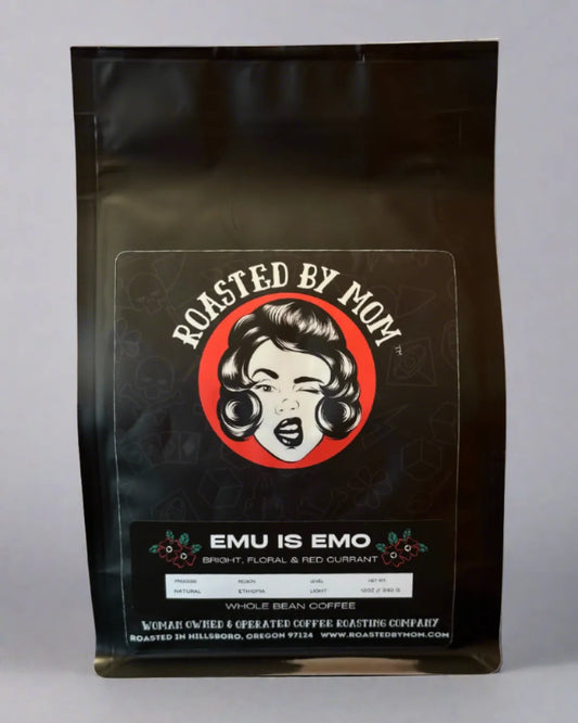 Emu is Emo Light Roast, Roasted by Mom Coffee
