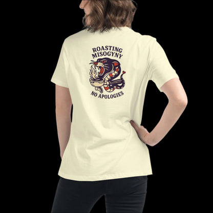 Roasting Misogyny_ Roasted By Mom Coffee womens tshirt tan