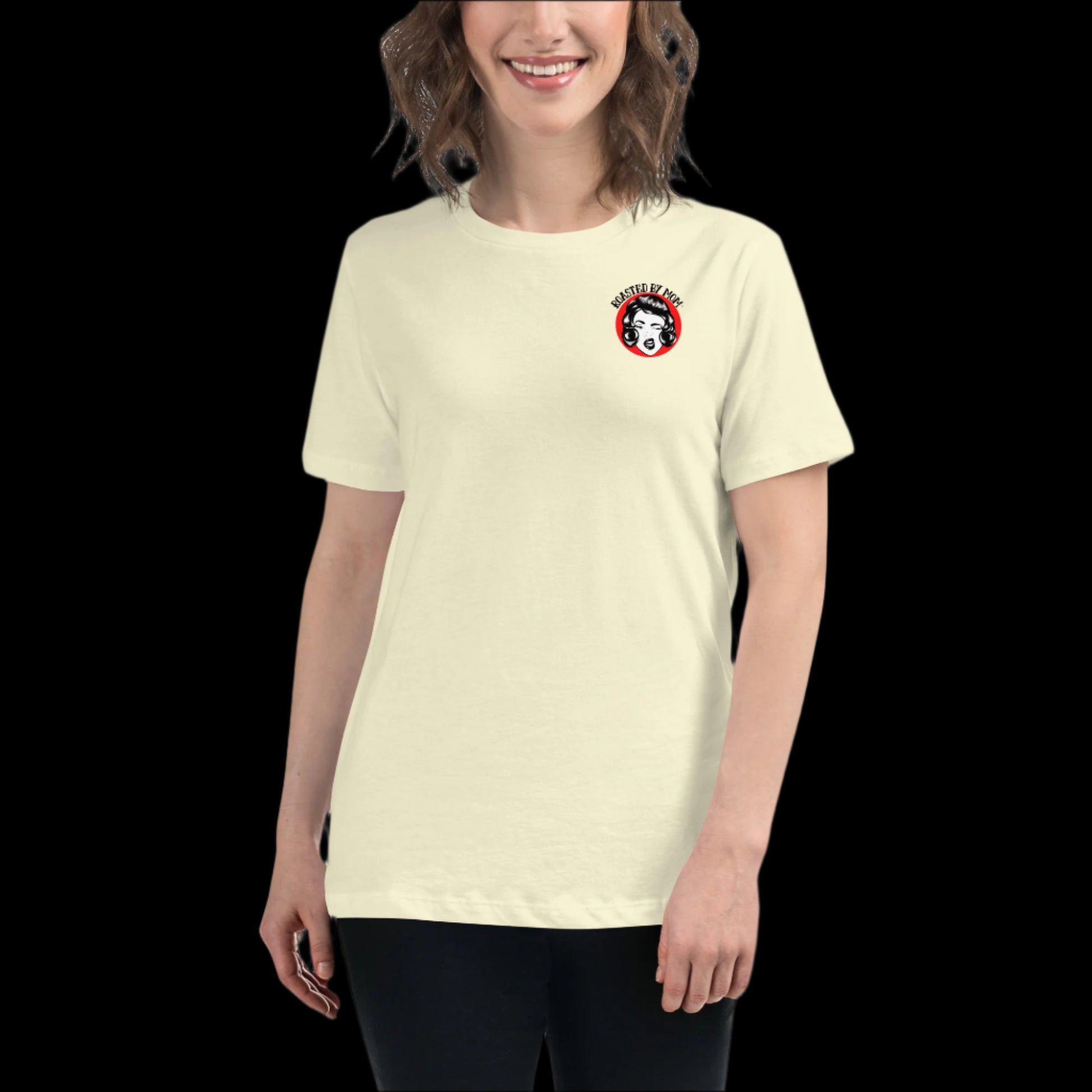 Roasting Misogyny_ Roasted By Mom Coffee womens tshirt tan