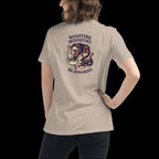 Roasting Misogyny_ Roasted By Mom Coffee womens tshirt beige