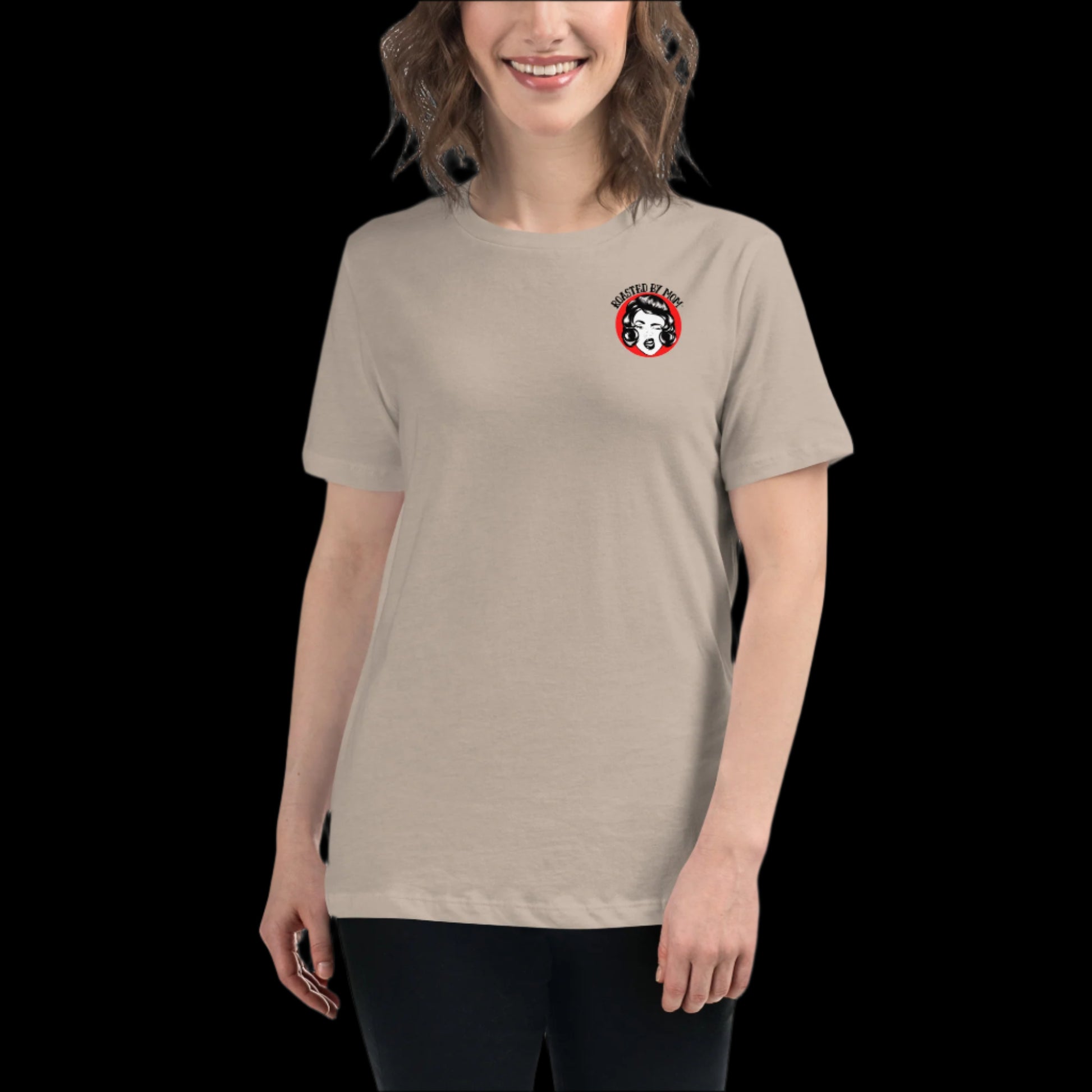 Roasting Misogyny_ Roasted By Mom Coffee womens tshirt beige front