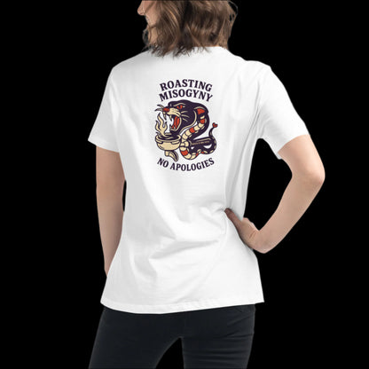 Roasting Misogyny_ Roasted By Mom Coffee womens tshirt white