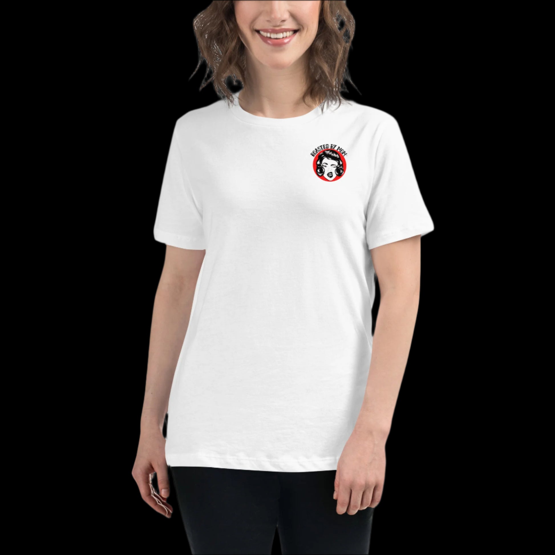 Roasting Misogyny_ Roasted By Mom Coffee womens tshirt white